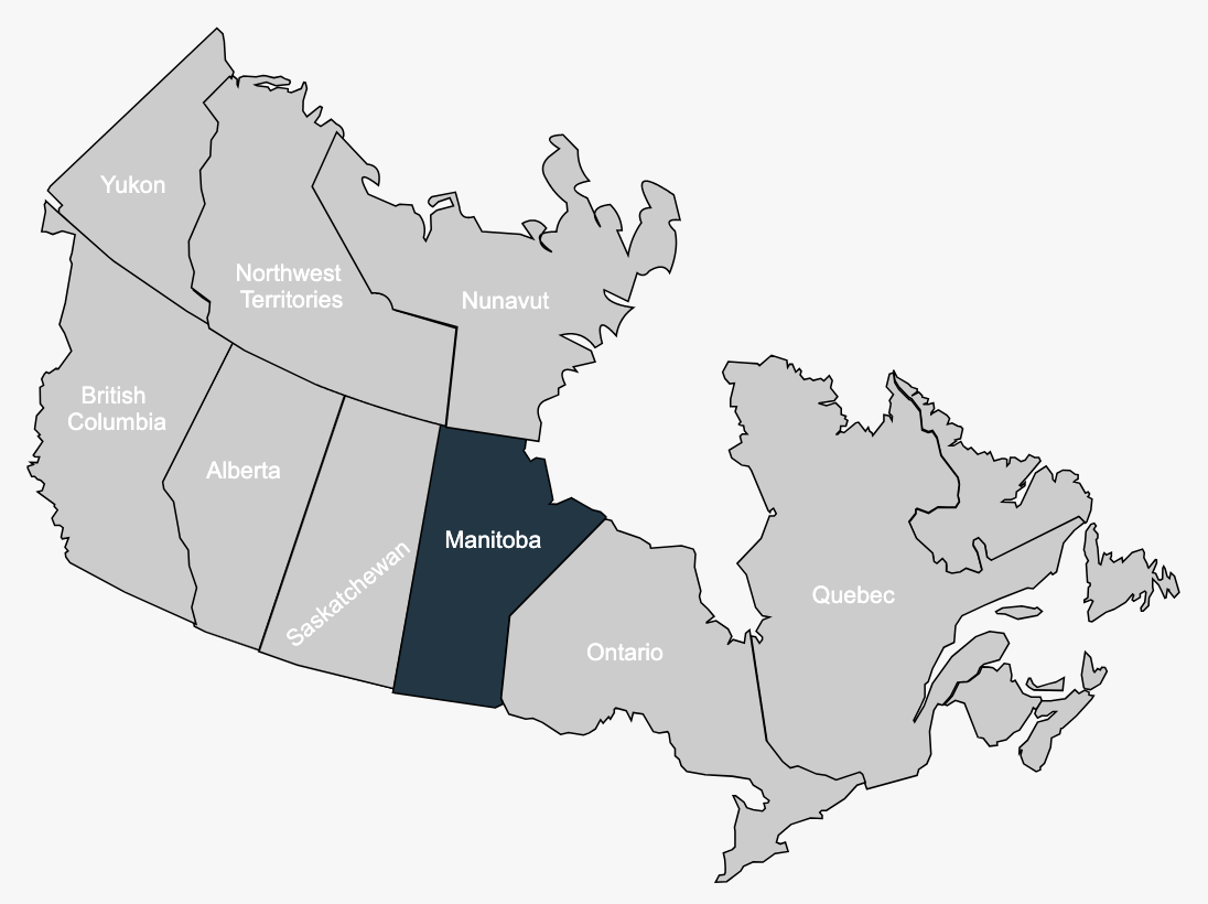 Canada Map Highlighting Manitoba